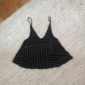 Black and Gold Beaded Free People Tank Top